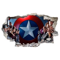 Vinilos 3d capitán américa pared rota